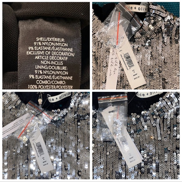 π· π Alice + Olivia Crystal Embellished Sequined Silver Metallic Malika Dress - Picture 11 of 15